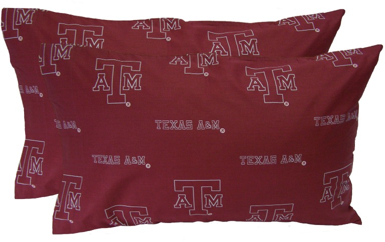 Tampcstpr Texas A&m Printed Pillow Case- Set Of 2- Solid