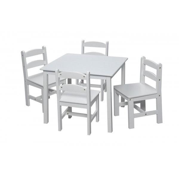 3008w White Square Table With 4 Chairs