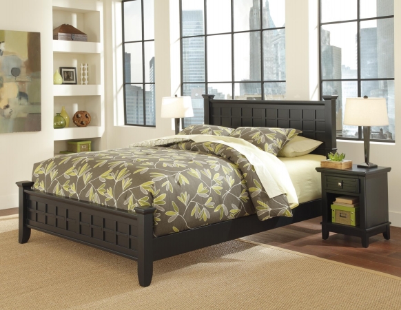 Home Styles 51815017 Arts  Crafts Black Queen Bed  Night Stand
