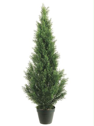 AFC LPC014GR Pack of 2 Potted Artificial Cedar Topiary Trees 4 ft.