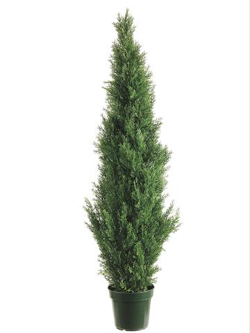 AFC LPC015GR Pack of 2 Potted Artificial Cedar Topiary Trees 5 ft.
