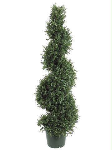 AFC LPR404GR Pack of 2 Potted Artificial Spiral Rosemary Topiary Trees 4 ft.