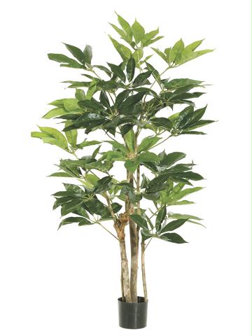 AFC LTS104GR Pack of 2 Potted Artificial Schefflera Trees 4 ft.