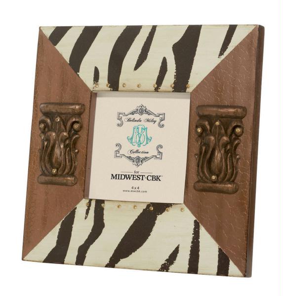 DCBK 22632 Pack of 2 Zebra Print with Copper Medallions Picture Frames 8.25 in.