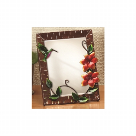 DECB DFA1378 Pack of 3 Hand Sculpted Metal Hummingbird and Flower Table Top Mirr