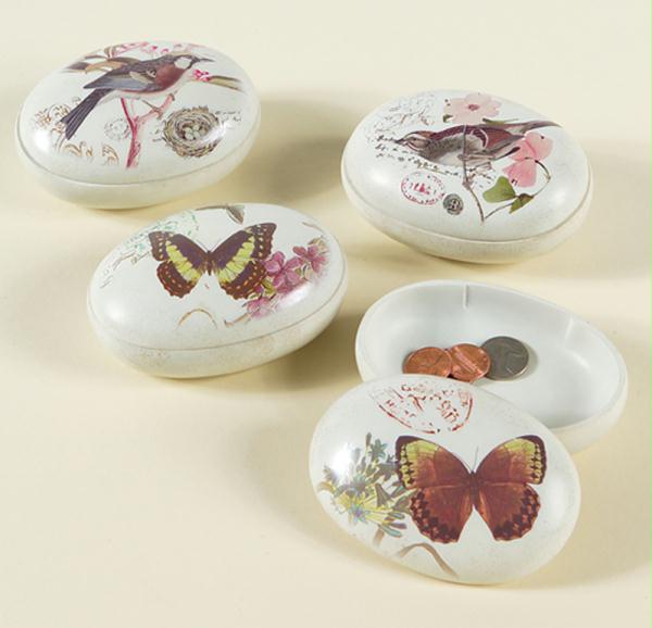 DMEL 42667 Pack of 8 Chic Botanical BirdButterfly Nature Inspired Decorative Tri