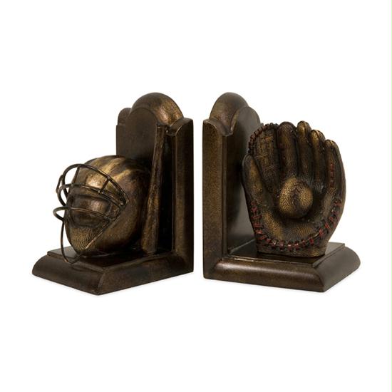 IMAX 530142 2Piece Vintage Style Bronze Colored Baseball Bookends  7 in.