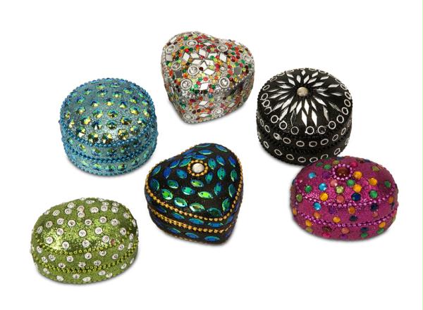 IMAX 704466 Set of 6 Multicolor Exotic Handcrafted Beaded Trinket Boxes with Lid