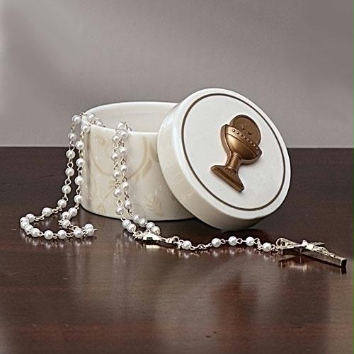 RINC 63089 Pack of 4 First Holy Communion Religious Rosary Keepsake Trinket Boxe