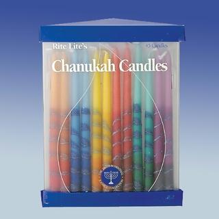 RITE LITE C31M Club Pack of 45 Festive Hand Dipped MultiColored Chanukah Menorah Candles 6 in.