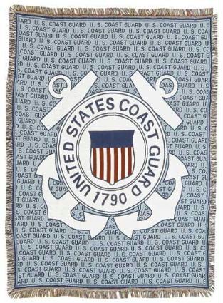 SHA RTP050749 U.S. Coast Guard Military Pictorial Afghan Throw Tapestry 50 in. x 70 in.