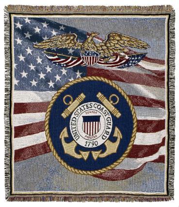 SHA TPM912 United States of America Coast Guard Tapestry Afghan Throw Blanket 50 in. x 60 in.