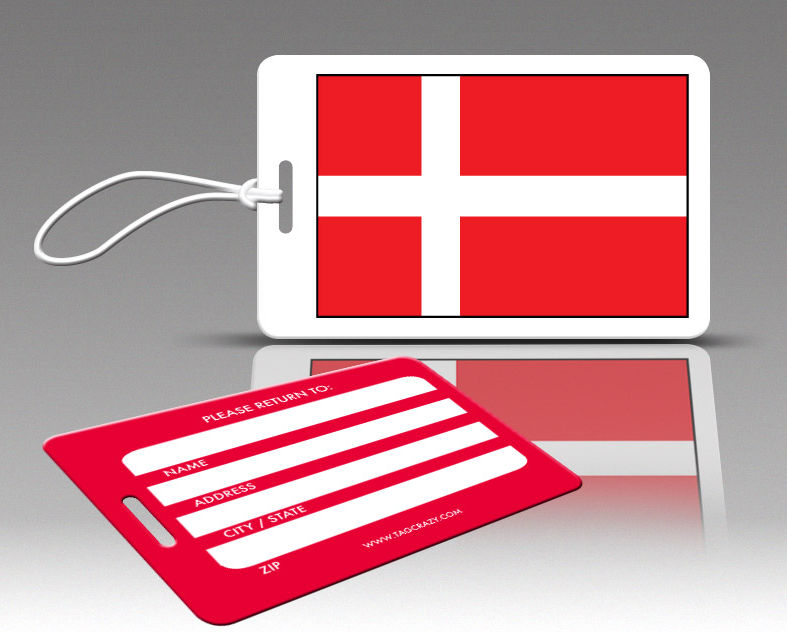 770540 Tagcrazy Luggage Tags- Denmark Flag- Set Of Three