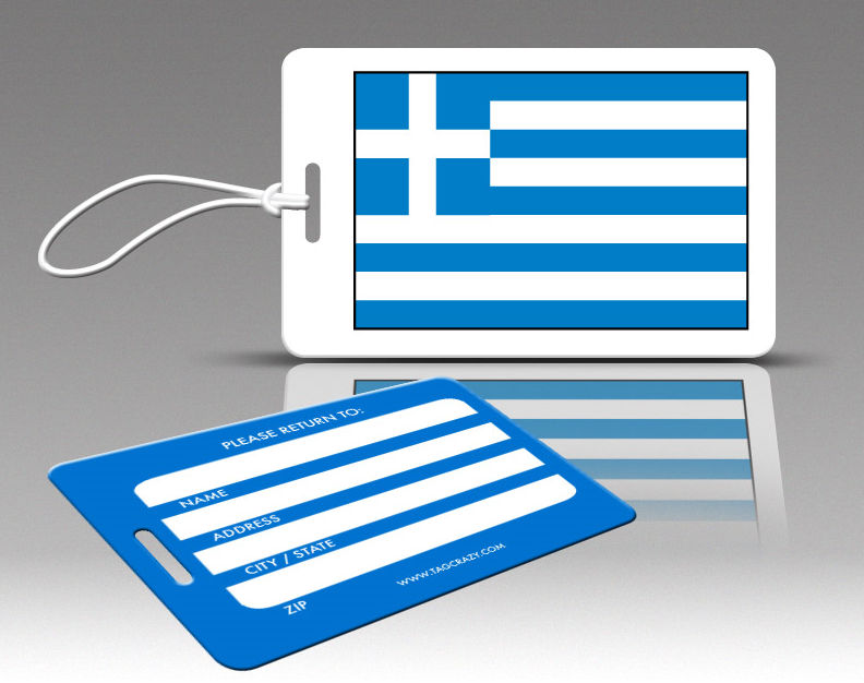 770553 Tagcrazy Luggage Tags- Greece Flag- Set Of Three