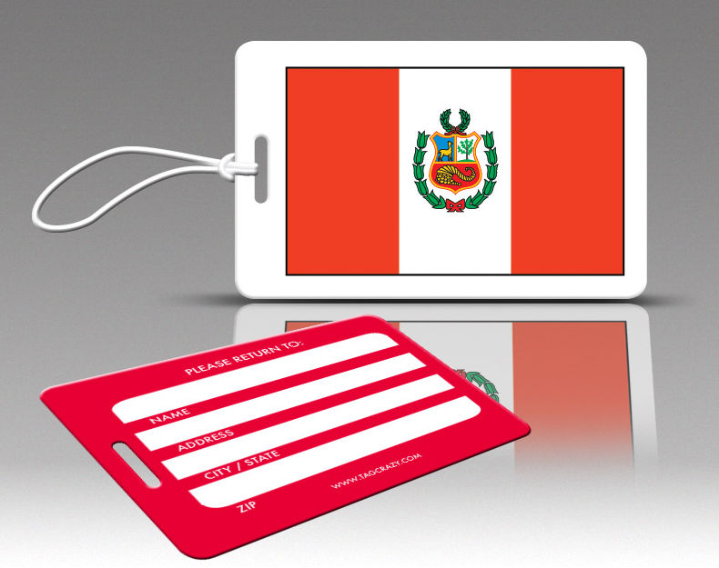770577 Tagcrazy Luggage Tags- Peru Flag- Set Of Three