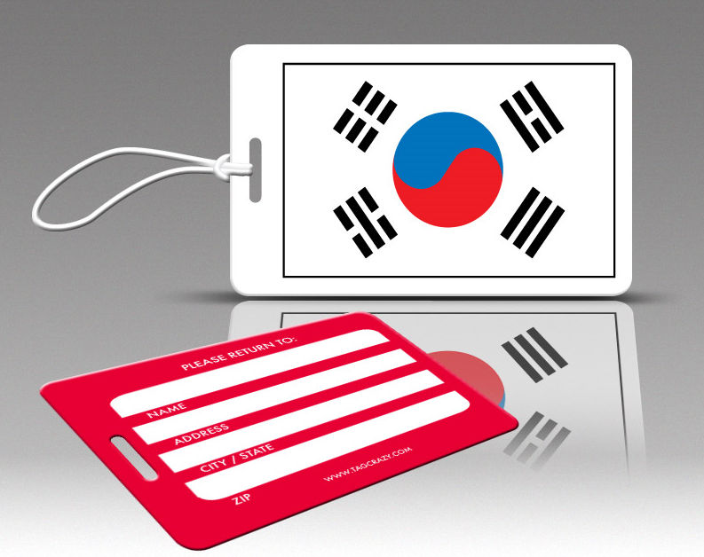 770584 Tagcrazy Luggage Tags- South Korea Flag- Set Of Three