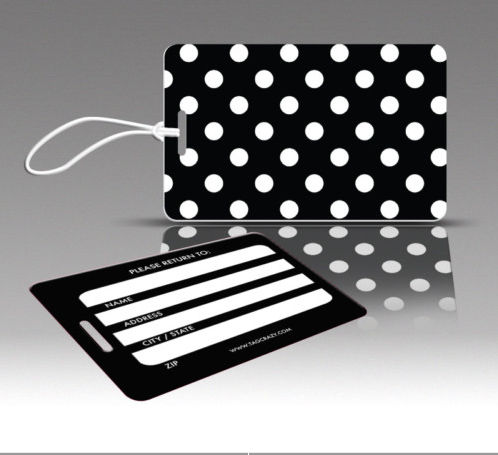 770673 Tagcrazy Luggage Tags- Black And White Polka Dots- Set Of Three