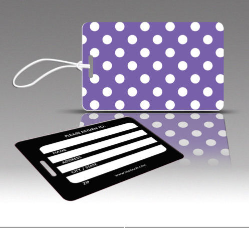 770677 Tagcrazy Luggage Tags- Purple And White Polka Dots- Set Of Three