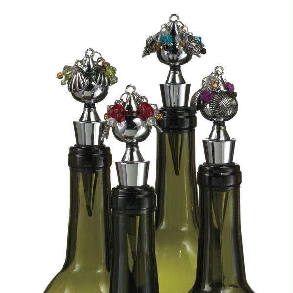 DCBK 243459 Pack of 8 Nautical Beach Inspired Seashell Charm Wine Bottle Stoppers 4.5 in.