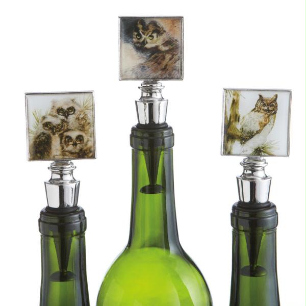 DCBK 301937 Pack of 6 Elegant Owl Wine Bottle Stoppers by Julie Ueland