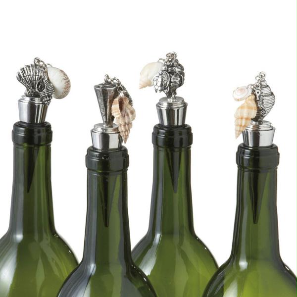 DCBK 44020 Pack Of 8 Decorative Shell Dangle Wine Bottle Stoppers