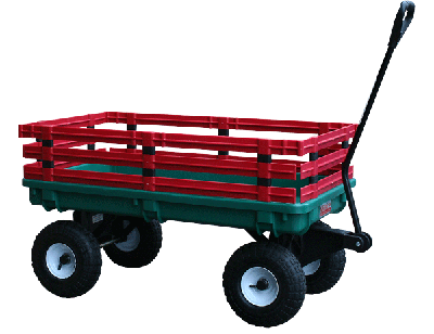 04220 20 In. X 38 In. Plastic Deck Wagon With 4 In. X 10 In. Tires - Green