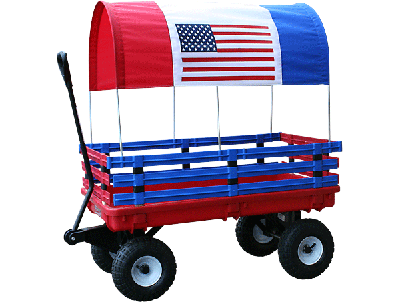 03550-6 20 In. X 38 In. Red Plastic Deck Wagon With 4 In. X 10 In. Tires