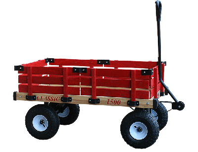 1500-410 20 In. X 38 In. Wooden Wagon With 4 In. X 10 In. Tires