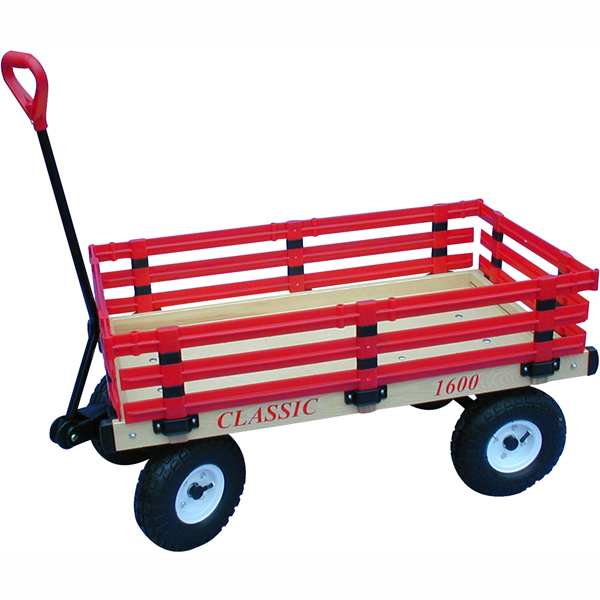 1600-410 20 In. X 38 In. Wooden Wagon With 4 In. X 10 In. Tires