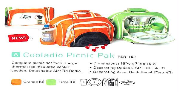 PICP PSR152L Fun Radio Cooler with Detachable AMFM Radio Picnic Set Lime
