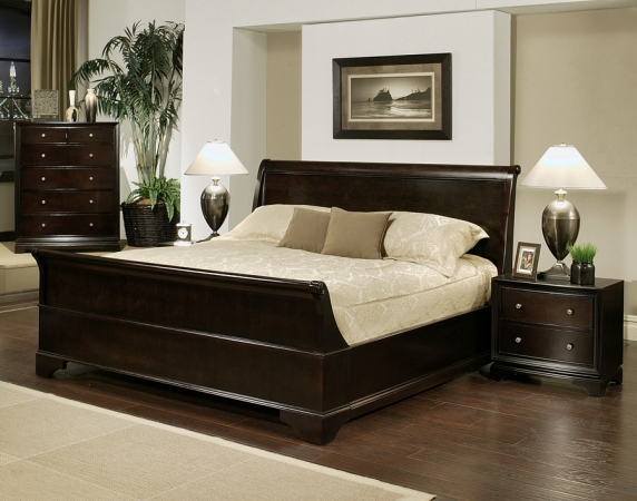 Plaza HM50504PCCK 4piece Sleigh California Kingsize Bedroom SetDark Brown