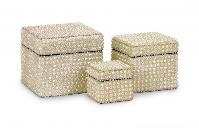 Lighting Business 704313 Raina Pearl Finish Storage Boxes  Set of 3