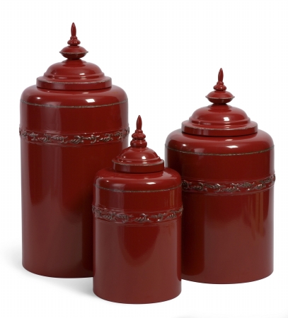 Lighting Business 561393 Red Metal Canisters Set of 3
