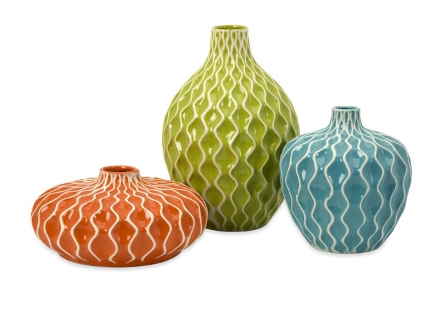25016-3 Agatha Ceramic Vases - Set Of 3