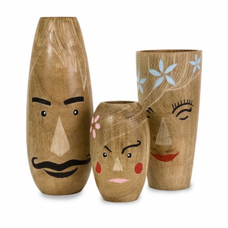 Lighting Business 660043 Alvaro Family Carved Wood Vases  Set of 3