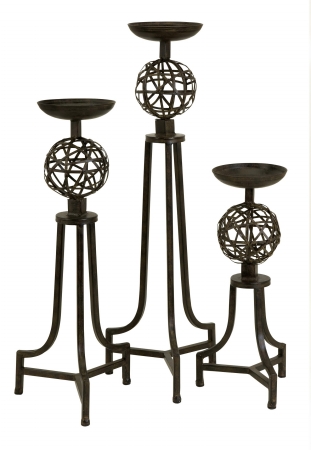 Lighting Business 125863 CK Mesh Metal Sphere Candlesticks  Set of 3
