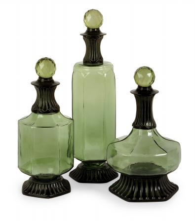 Lighting Business 710003 Emerald Decanters Set of 3