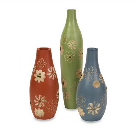 Lighting Business 660003 Kanoa Carved Wood Vases  Set of 3