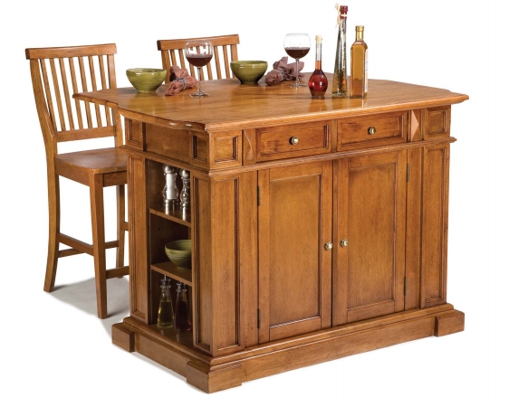 Home Styles 5004948 Kitchen Island  Stools Distressed Oak