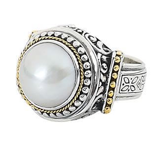 Metal Market Place GA25238 Greg Anthony Bali 18K and Silver Mabe Pearl Ring