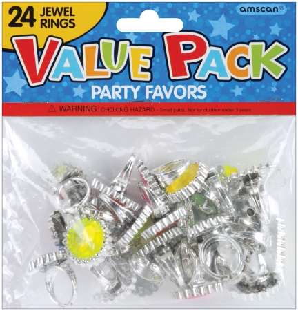 AMSCAN 159881 Party Favors 18-Pkg-Jewel Rings