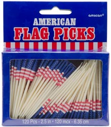 AMSCAN 330882 Flag Picks 2.5 in. 144-Pkg-Patriotic