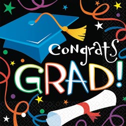 AMSCAN 360139 Super Value Pack Beverage Napkins 5 in. x 5 in. 100-Pkg-Graduation