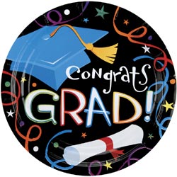 AMSCAN 360141 Super Value Pack Luncheon Plates 7 in. 50-Pkg-Graduation