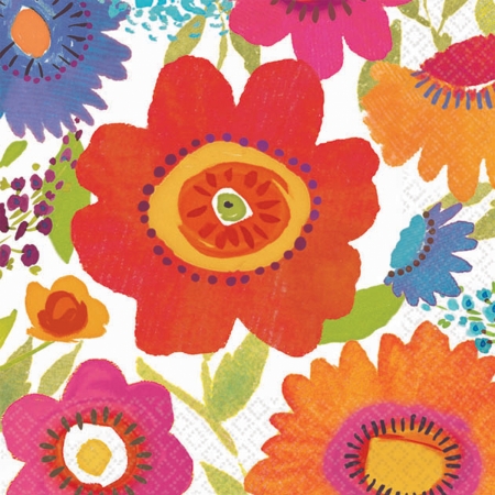 AMSCAN 156113 Beverage Napkins 5 in. x 5 in. 16-Pkg-Floral Splash