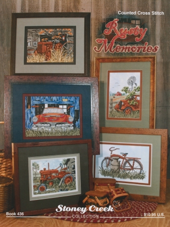 STONEY CREEK BOOKS-Rusty Memories. Vintage cars; tractors; and even an old bicycle are featured in these counted cross stitch patterns! This volume features 5 different patterns plus a color conversion chart. Softcover: 13 pages Made in USA.<br><br>Dimensions: <li>Height: 11<li>Width: 8.5<li>Depth: 0.1