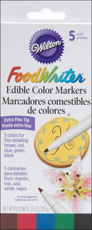 489754 Extra-fine Foodwriter Markers 5-pkg-yellow-green-red-blue-black