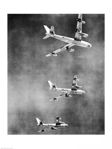 Low Angle View Of Three Fighter Planes In Flight B-47 Stratojet -18 X 24- Poster Print