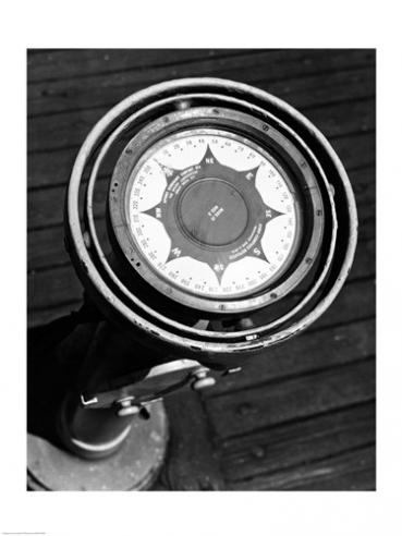 Close Up Of Compass On Deck Of Boat Compass-gyro Repeater -18 X 24- Poster Print