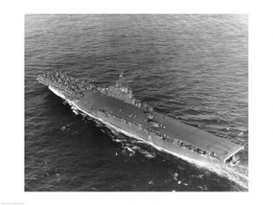 Sal25541608 High Angle View Of An Aircraft Carrier In The Sea Uss Princeton -cv-37- Gulf Of Paria -24 X 18- Poster Print